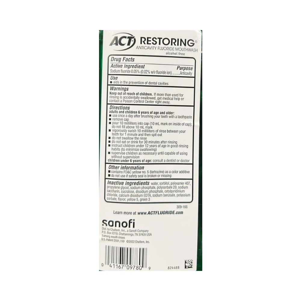 ACT Restoring Anticavity Mouthwash Mint Burst 532ml - Sodium Fluoride 0.05%