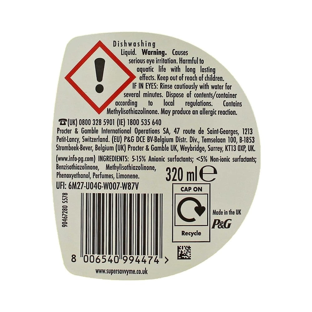 Fairy Washing Up Liquid Lemon 320ml