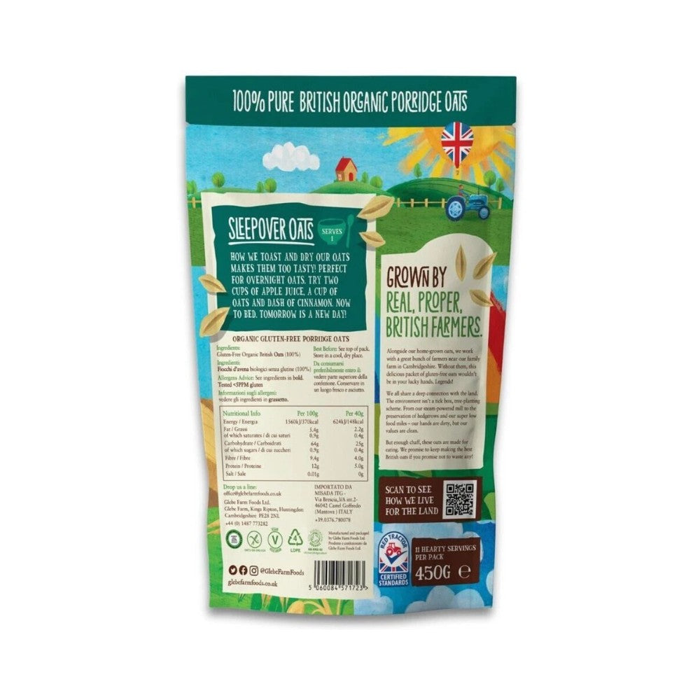 Glebe Farm Organic PureOaty Porridge Oats Cereal 450g