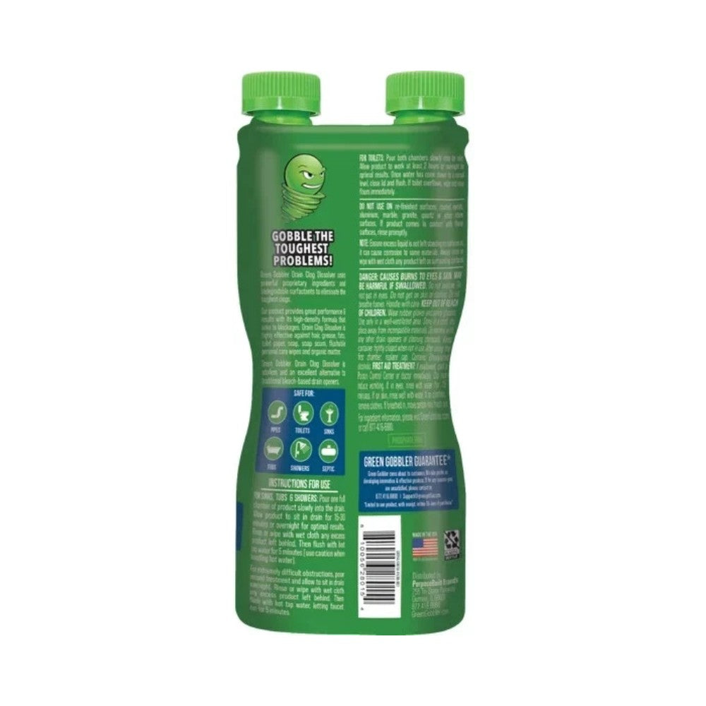 Green Gobbler Drain Clog Dissolver Dual Chamber Bottle 31oz (916ml)
