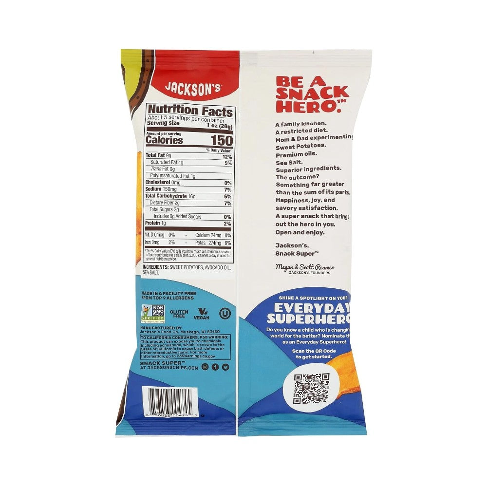 Jackson's Avocado Oil Sweet Potato Chips Sea Salt 5oz (142g)