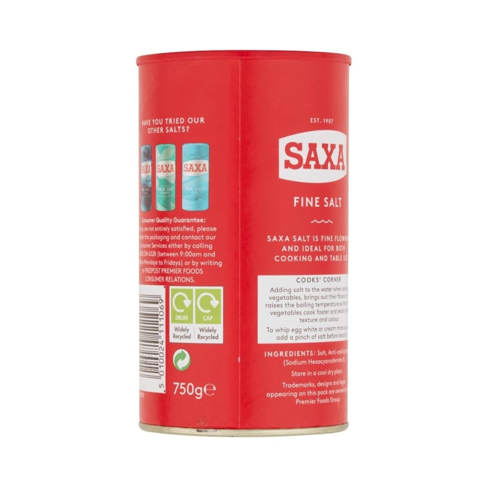 Saxa Table Salt 750g - For Table & Cooking