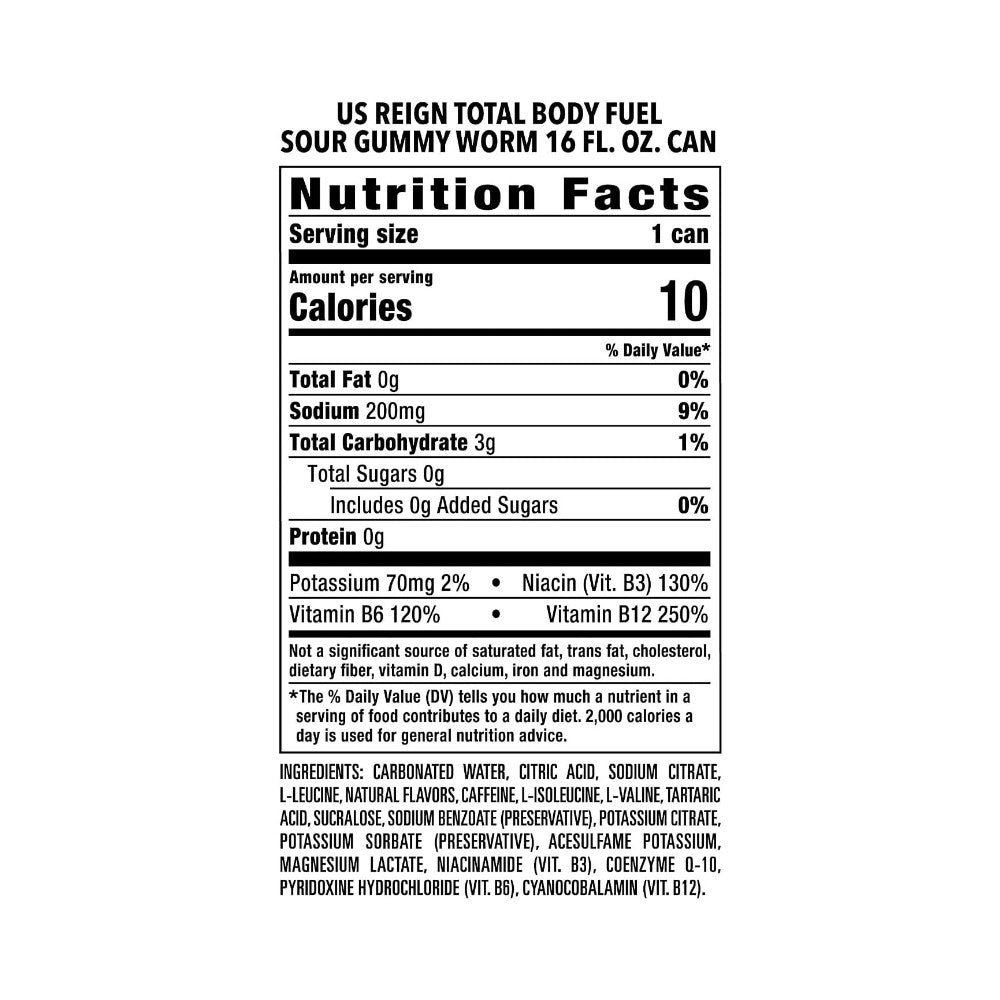Reign Total Body Fuel Sour Gummy Worm Energy Drink Can 473ml
