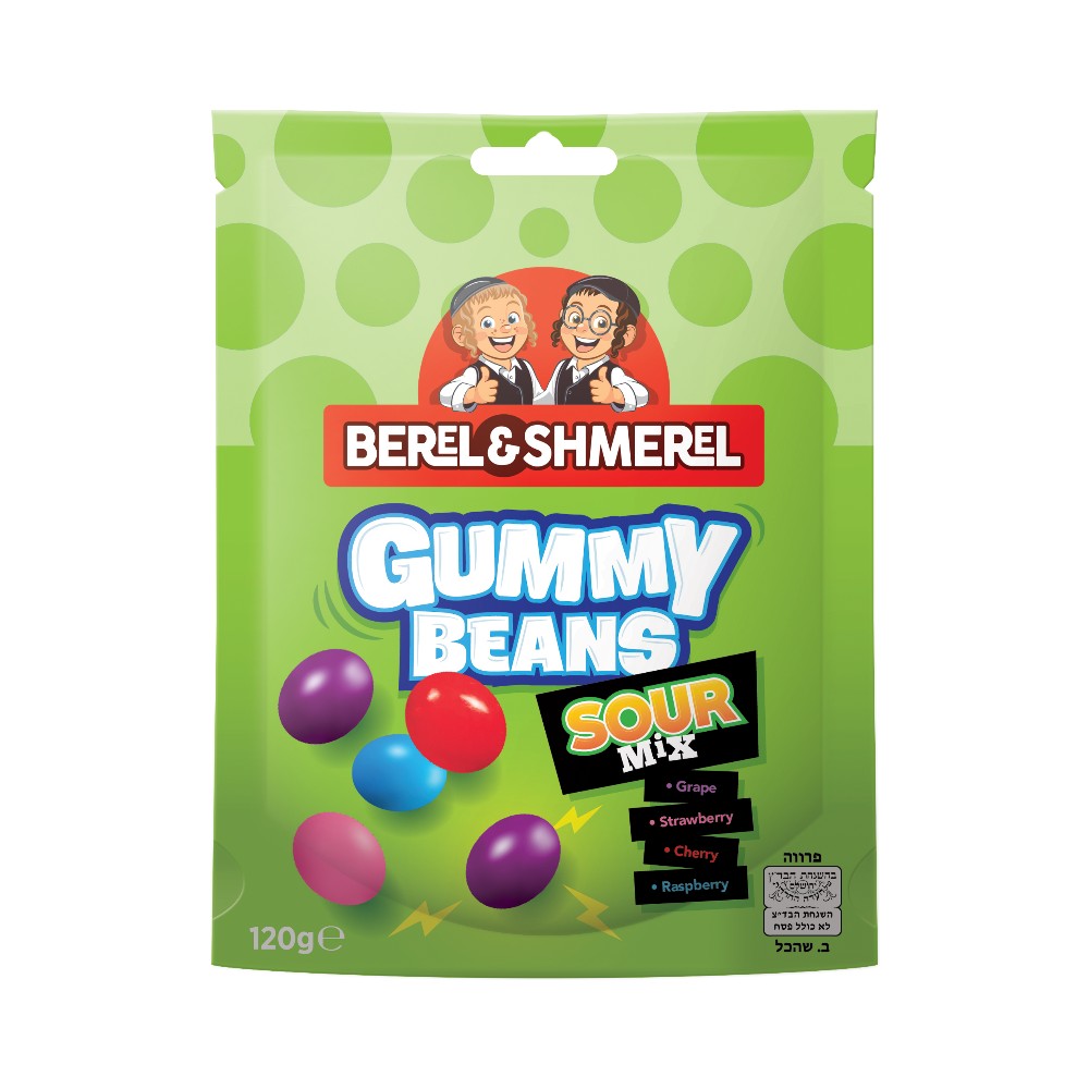Berel & Shmerel Sour Mix Gummy Beans Candy 120g - Chinese Import