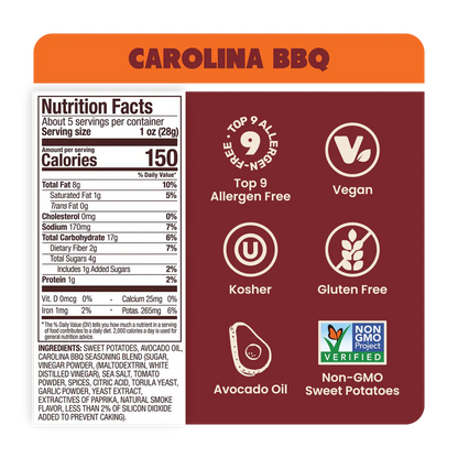 Jackson's Avocado Oil Sweet Potato Chips Carolina BBQ 5oz (142g)