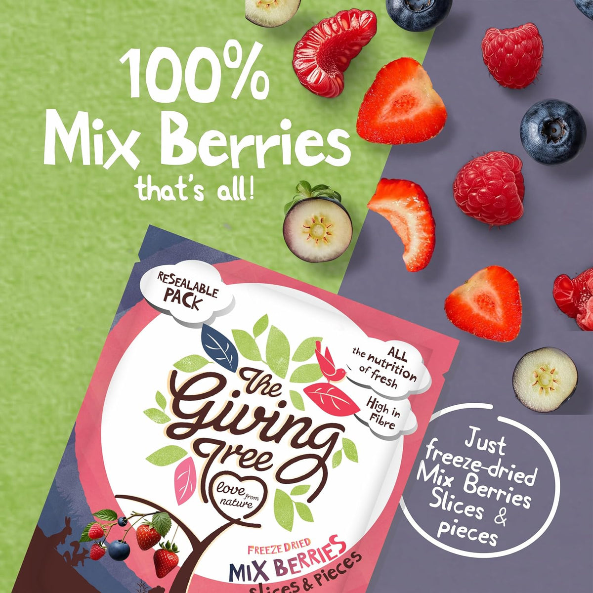 The Giving Tree Mix Berries Freeze Dried Slices & Pieces 100g