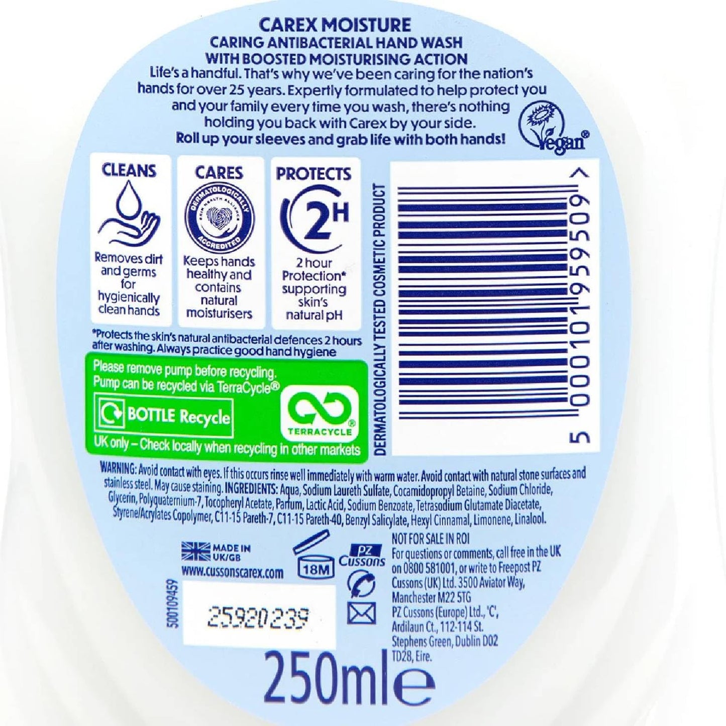 Carex Moisture Antibacterial Handwash 250ml
