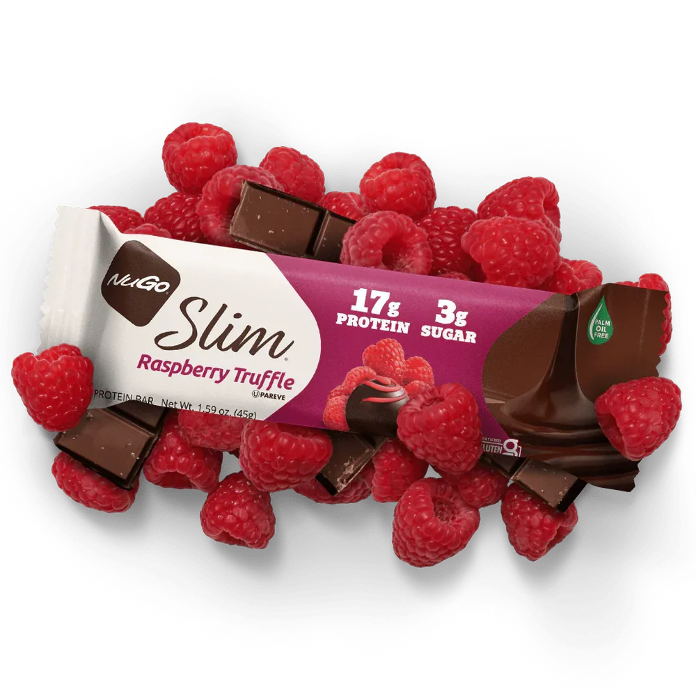 NuGo Slim Crunchy Dark Chocolate Raspberry Truffle Protein Bar 1.59oz (45g) - 12 Bars