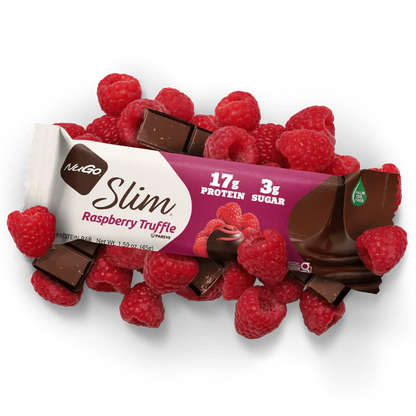 NuGo Slim Crunchy Dark Chocolate Raspberry Truffle Protein Bar 1.59oz (45g) - 12 Bars