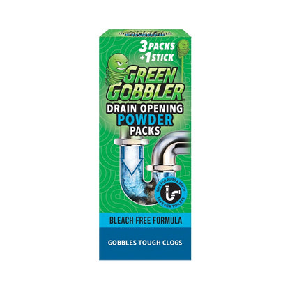 Green Gobbler Drain Opening Powder Packs X3 with Clog Remover Stick