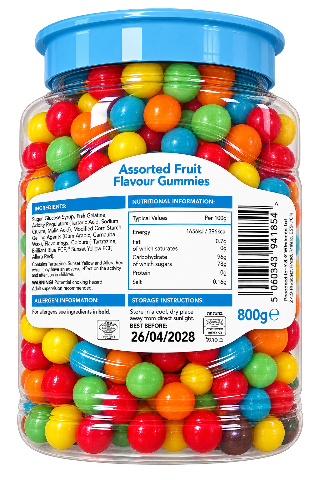 Berel & Shmerel Sour Mix Gummy Beans Candy 800g - Chinese Import