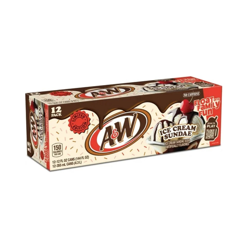 A&W Ice Cream Sundae Soda Drink Cans 12oz (355ml) - Pack of 12