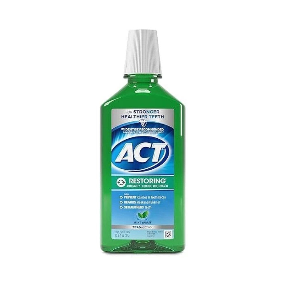 ACT Restoring Anticavity Fluoride Mouthwash Mint Burst 33.8oz (1L)