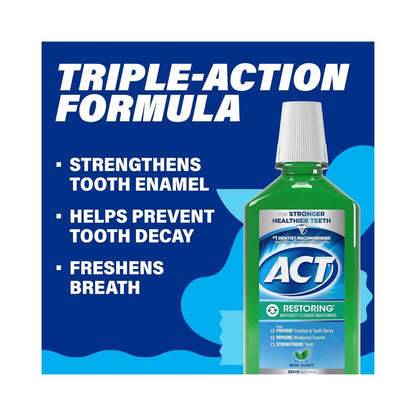 ACT Restoring Anticavity Mouthwash Mint Burst 532ml - Sodium Fluoride 0.05%