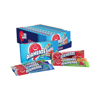 Airheads Candy Bars Assorted Fruit Flavours 6’s 3.3oz (98.6g) - Pack of 12