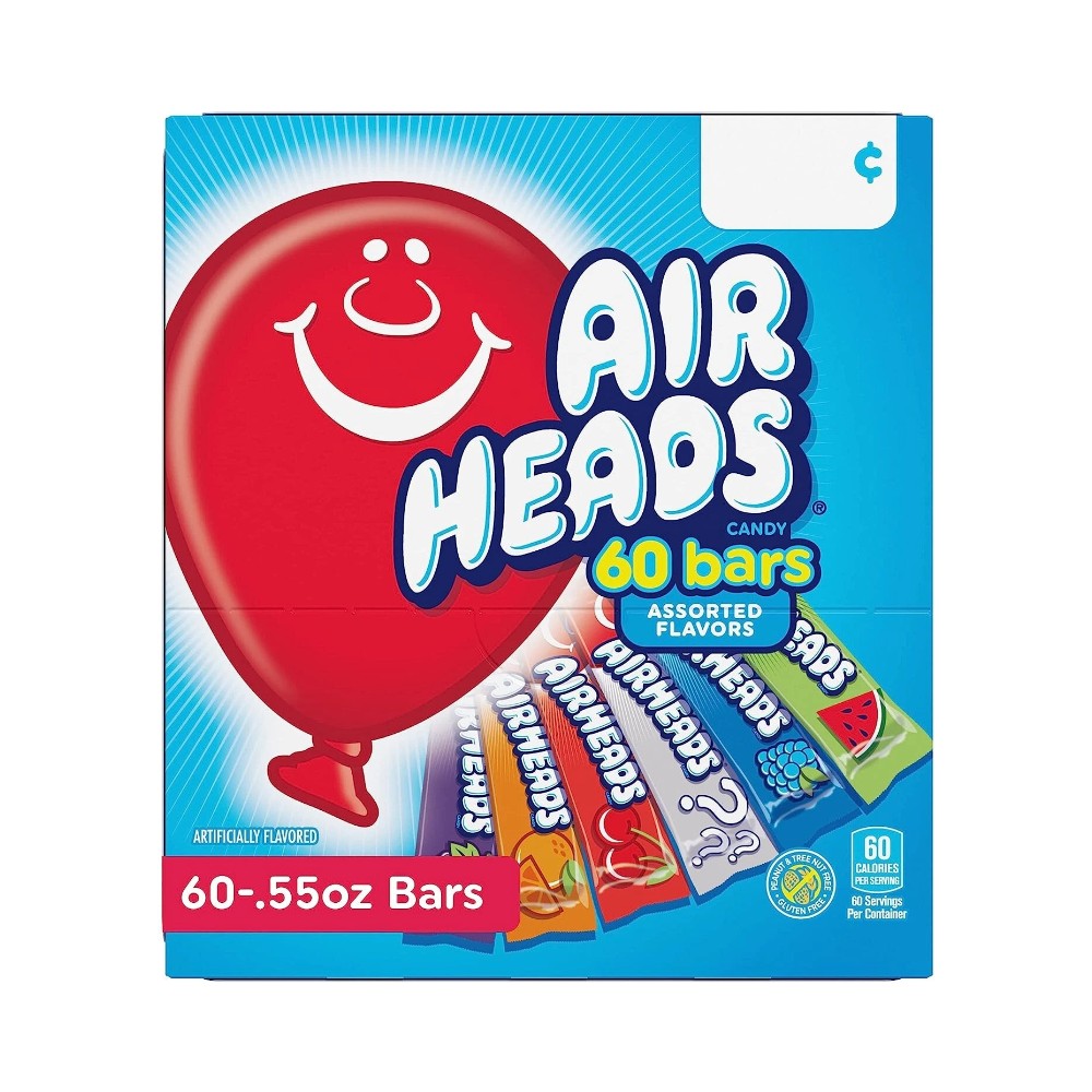 Airheads Candy Bars Assorted Fruit Flavours 936g (2lb) - 60 Bars