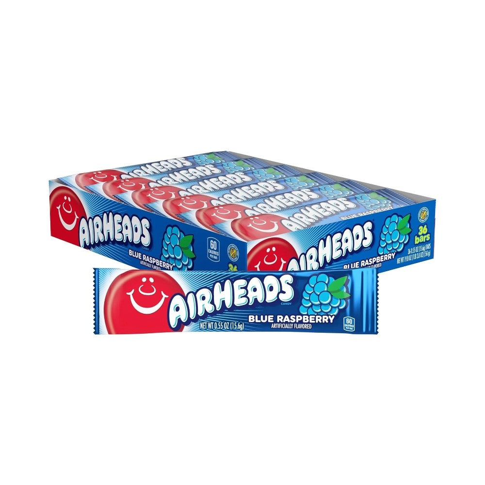 Airheads Candy Bars Blue Raspberry 0.55oz (15.6g) - 36 Bars