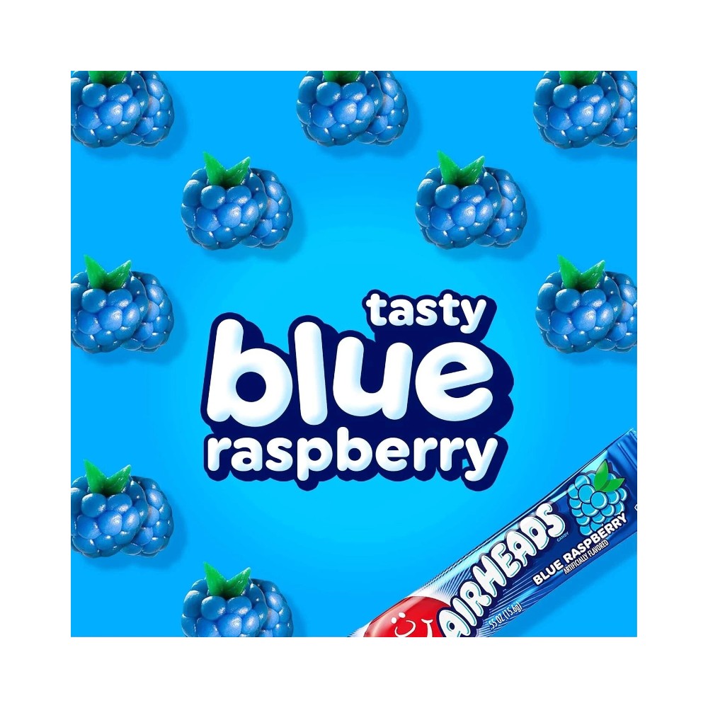 Airheads Candy Bars Blue Raspberry 0.55oz (15.6g) - 36 Bars