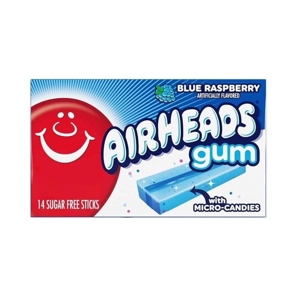 Airheads Gum Blue Raspberry Sugar Free Sticks 14's 1.185oz (34g) - Pack of 12