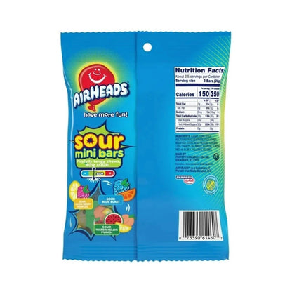 Airheads Sour Mini Candy Bars Assorted Fruit Flavours 3oz (85g) - Pack of 12