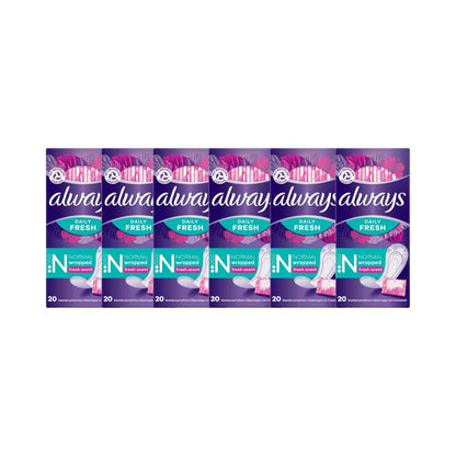 Always Daily Fresh Normal Wrapped Scented Pantyliners 20's - Pack of 6