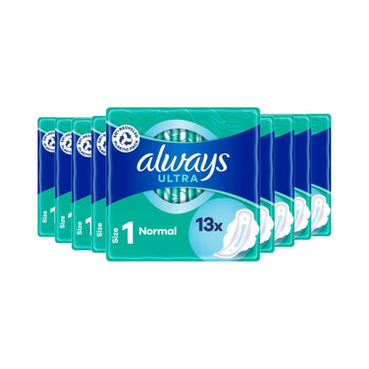 Always Ultra Sanitary Towels Normal with Wings 13's (Size 1) - Pack of 16
