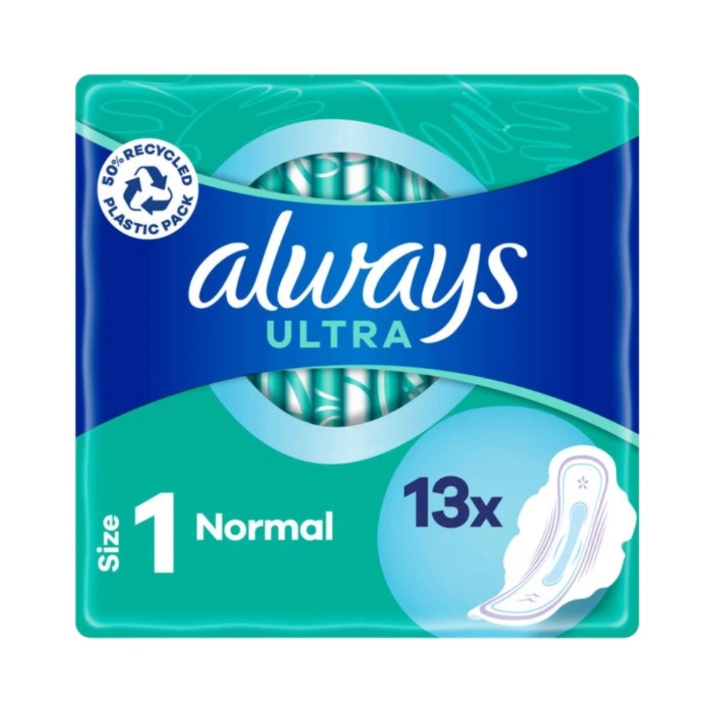 Always Ultra Sanitary Towels Normal with Wings 13's (Size 1) - Pack of 16