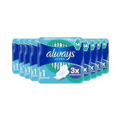 Always Ultra Sanitary Towels Normal with Wings 14's (Size 1) - Pack of 16