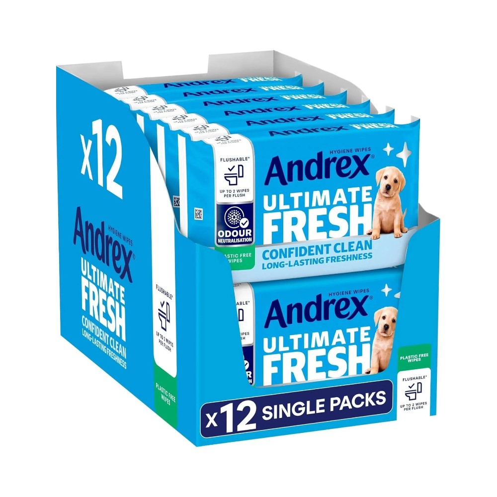 Andrex Ultimate Fresh Washlets Flushable Toilet Wipes 36's - Pack of 12