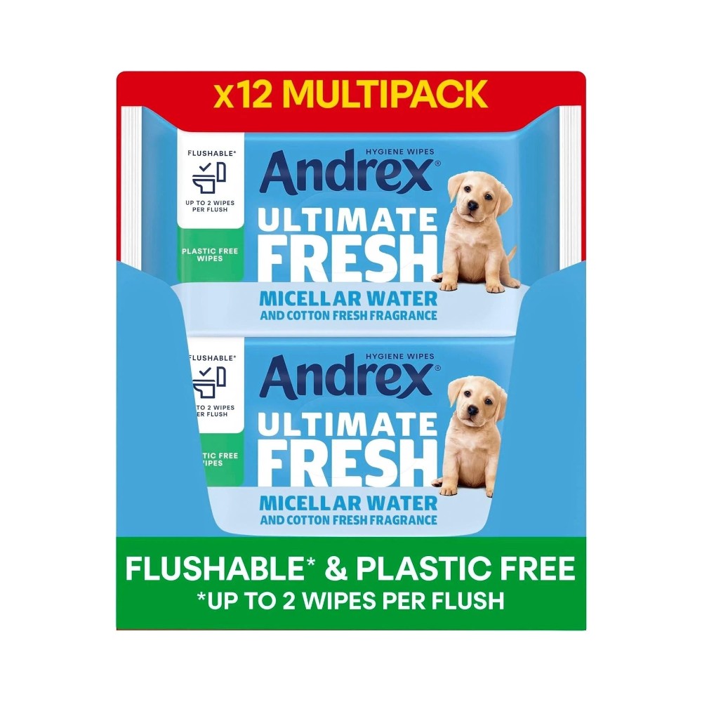 Andrex Ultimate Fresh Washlets Flushable Toilet Wipes 36's - Pack of 12