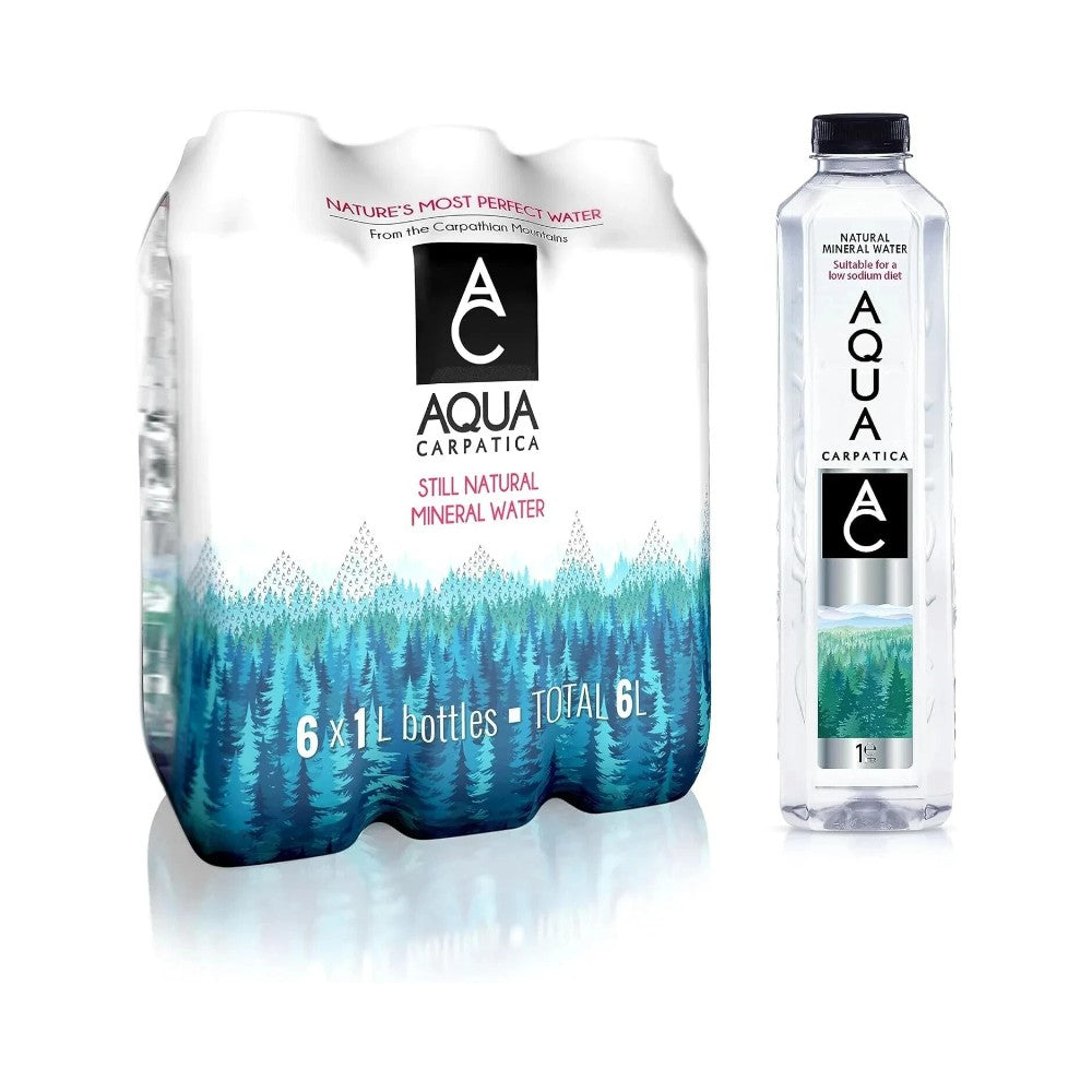 Aqua Carpatica Still Natural Mineral Water Sodium Free Bottles 1L - 6 Pack