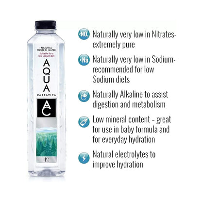 Aqua Carpatica Still Natural Mineral Water Sodium Free Bottles 1L - 6 Pack