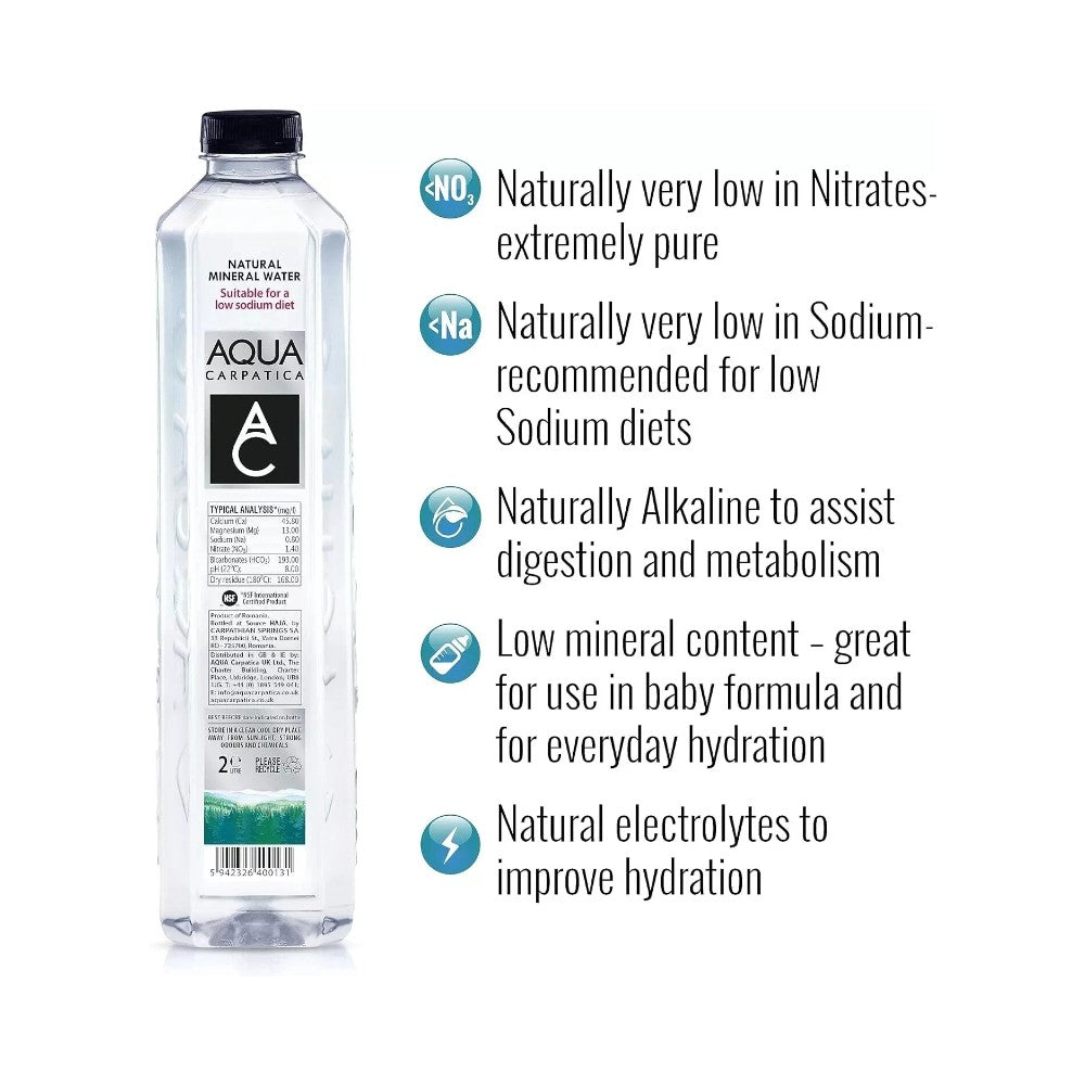 Aqua Carpatica Still Natural Mineral Water Sodium Free Bottles 2L - 6 Pack