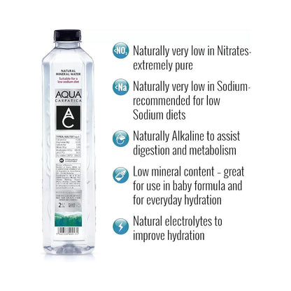 Aqua Carpatica Still Natural Mineral Water Sodium Free Bottles 2L - 6 Pack