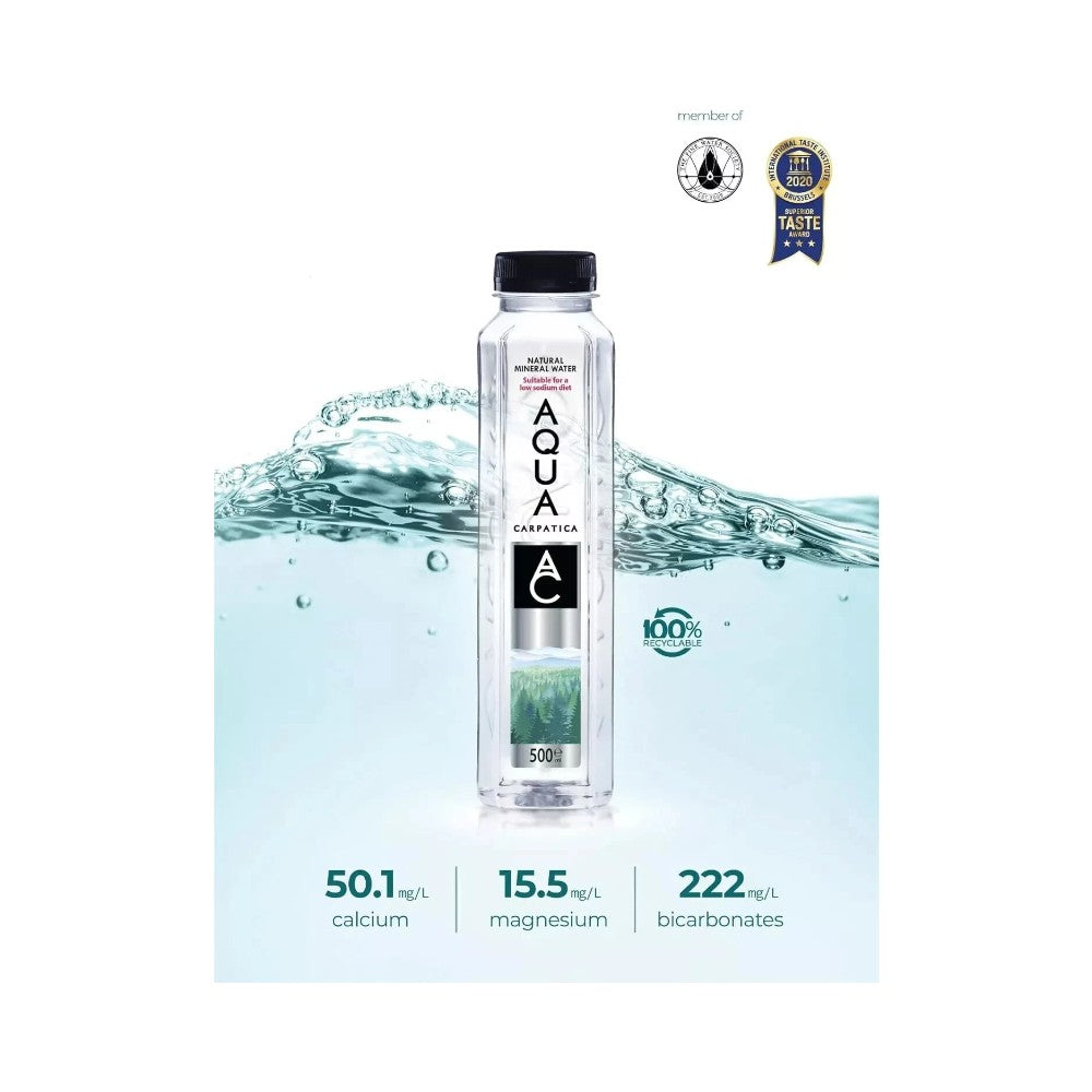Aqua Carpatica Still Natural Mineral Water Sodium Free Bottles 500ml - 6 Pack