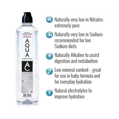 Aqua Carpatica Still Natural Mineral Water Sportscap Bottles 750ml - 6 Pack