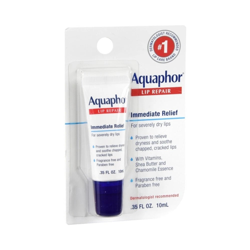 Aquaphor Lip Repair Ointment Tube 0.35oz (10ml) - Immediate Relief for Dry Lips
