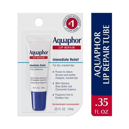 Aquaphor Lip Repair Ointment Tube 0.35oz (10ml) - Immediate Relief for Dry Lips
