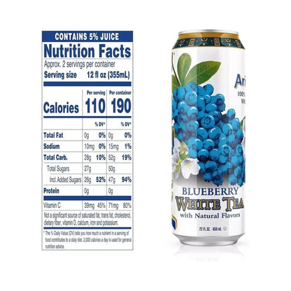 Arizona Blueberry White Tea Cans 22oz (650ml) - Pack of 24
