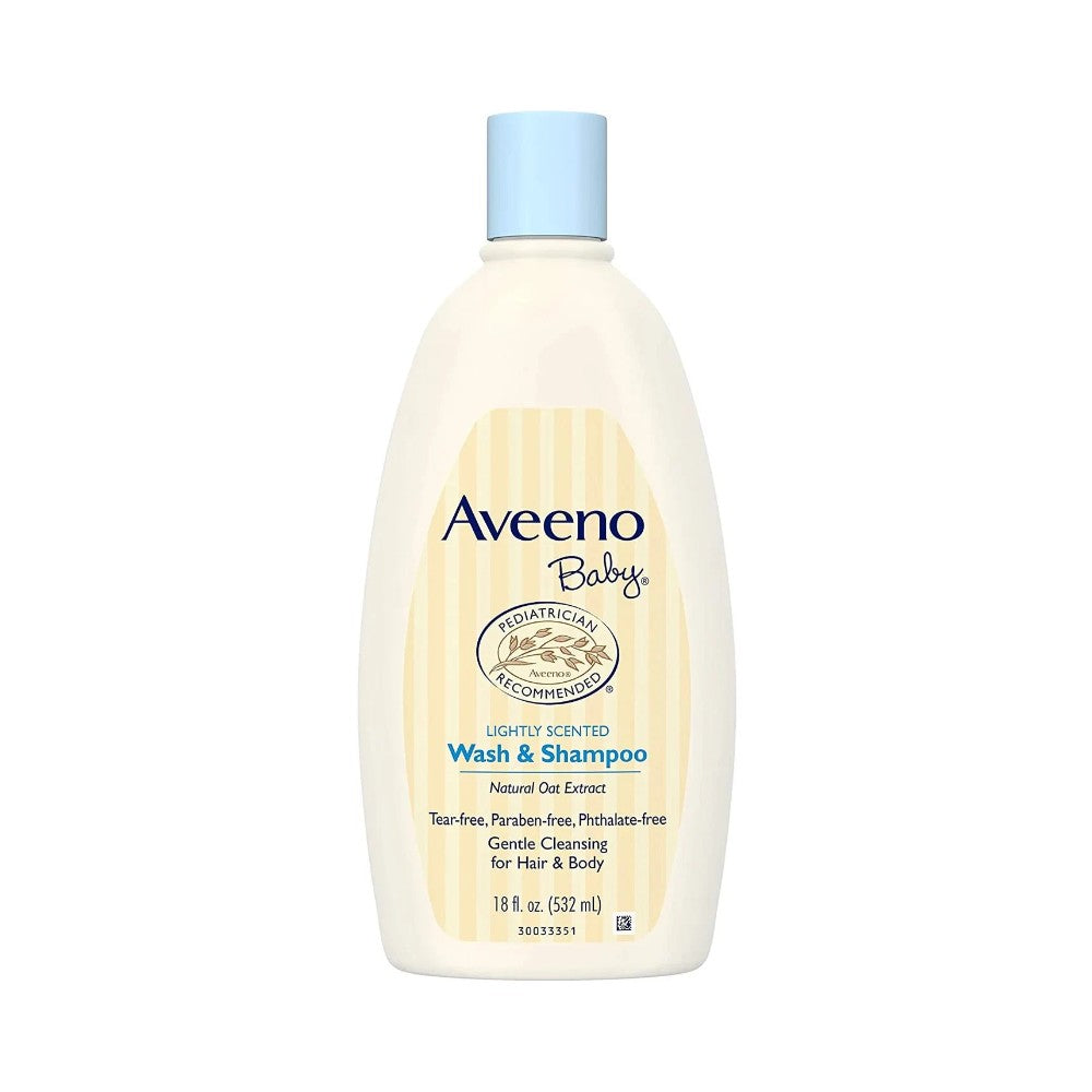 Aveeno Lightly Scented Baby Body Wash & Shampoo Bottle 18oz (532ml)