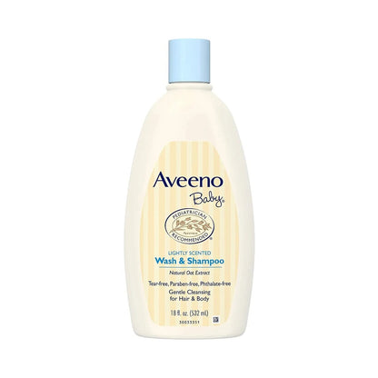 Aveeno Lightly Scented Baby Body Wash & Shampoo Bottle 18oz (532ml)