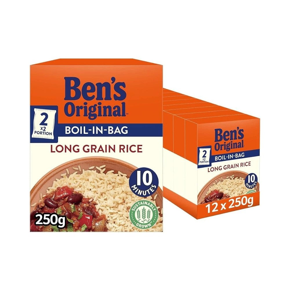 Ben's Original Boil In Bag Long Grain Rice 250g - Pack of 12