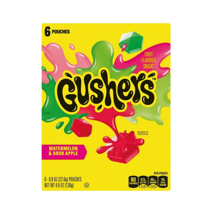 Fruit Gushers Watermelon & Sour Apple Candy 6's 4.8oz (136g)