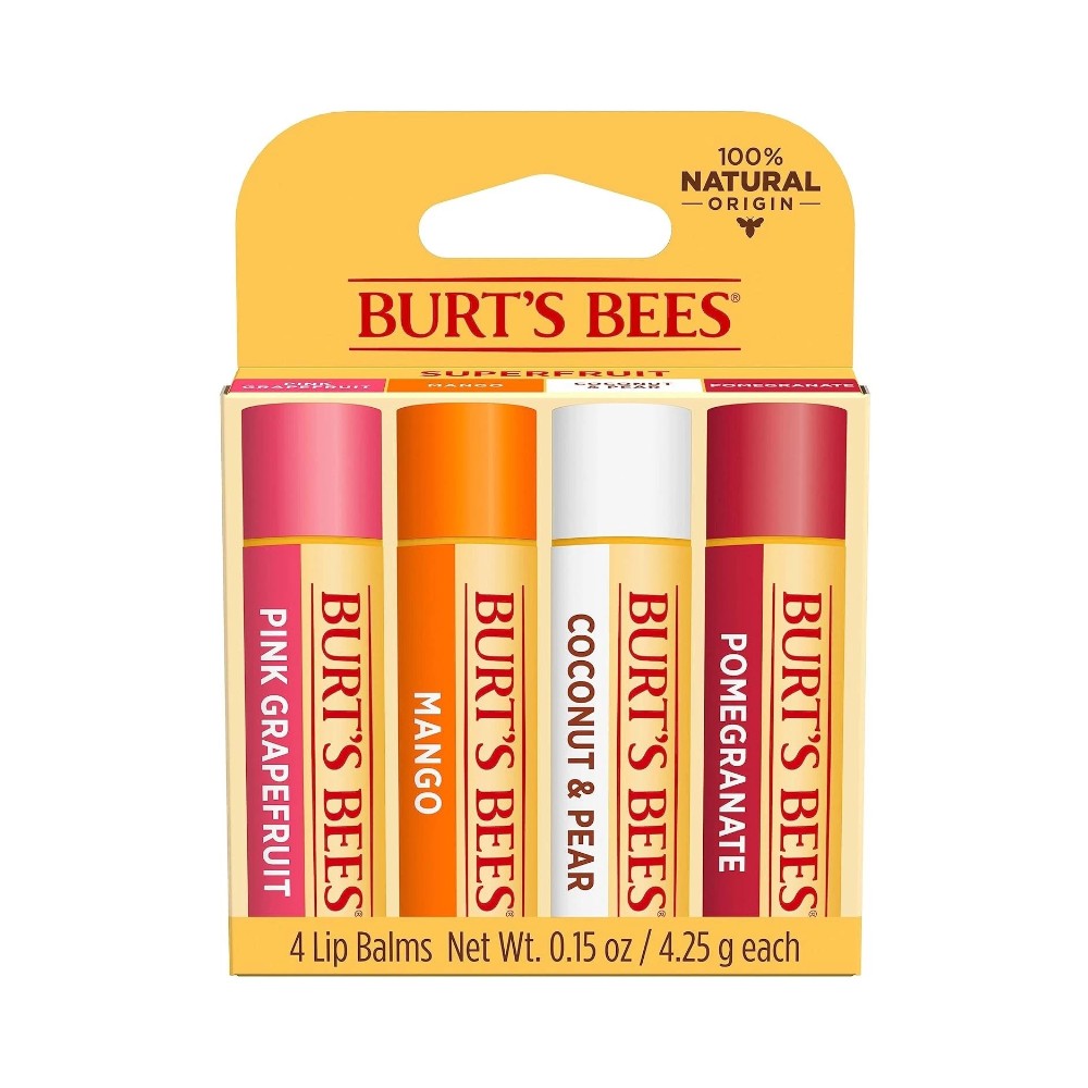Burt's Bees Superfruit Flavoured Moisturizing Lip Balm 0.15oz - 4 Lip Balms
