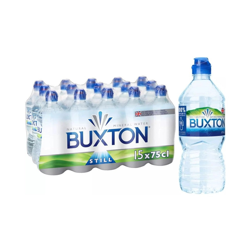 Buxton Natural Still Mineral Water Sports Cap 750ml - Pack of 15