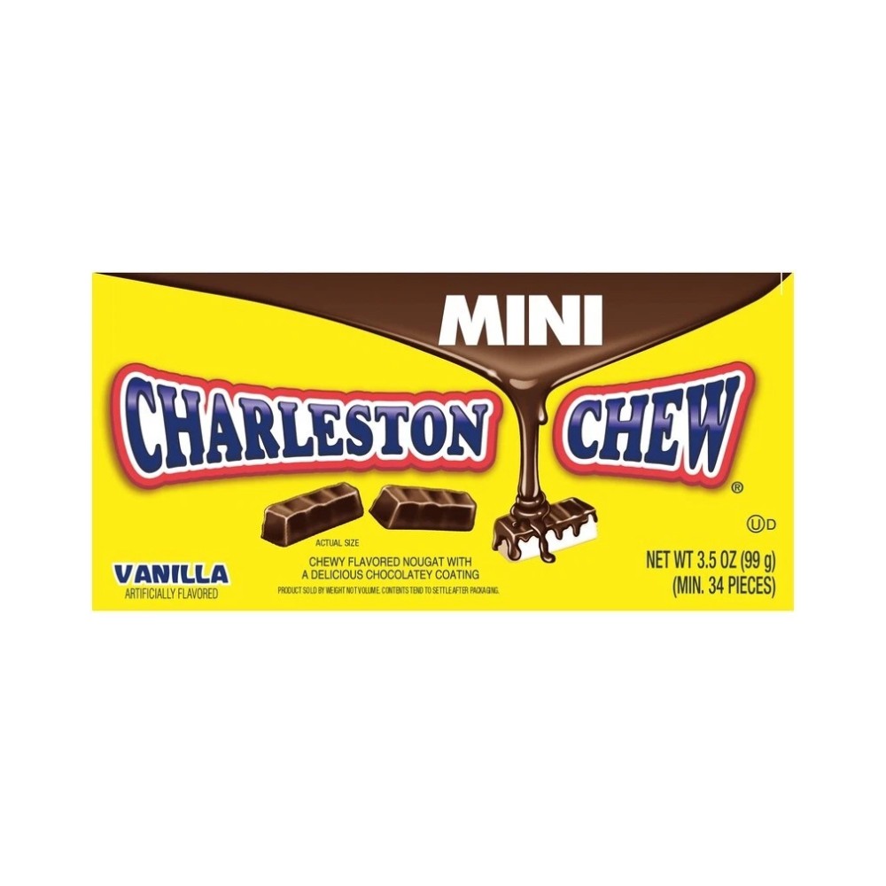 Charleston Chew Vanilla Mini Chocolatey Nougat Bars Box 3.5oz (99g) - Pack of 12