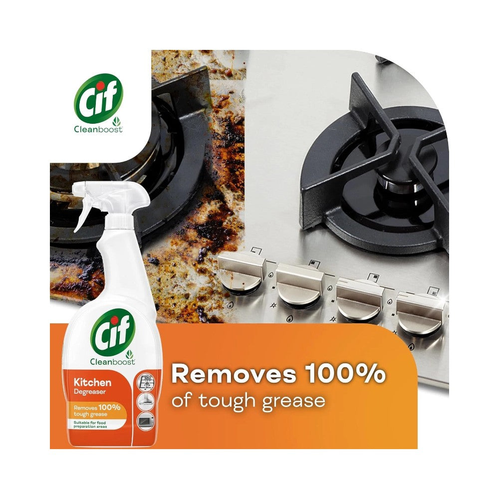Cif Cleanboost Kitchen Degreaser Spray 700ml - Pack of 6