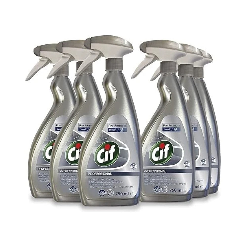 Cif Professional Stainless Steel Cleaner Spray 750ml - Pack of 6