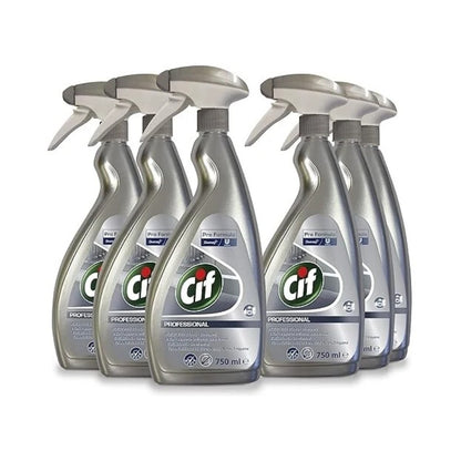 Cif Professional Stainless Steel Cleaner Spray 750ml - Pack of 6