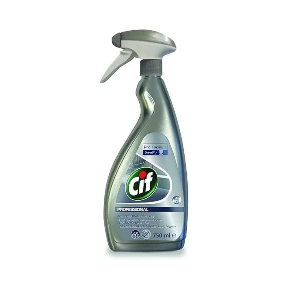 Cif Professional Stainless Steel Cleaner Spray 750ml - Pack of 6